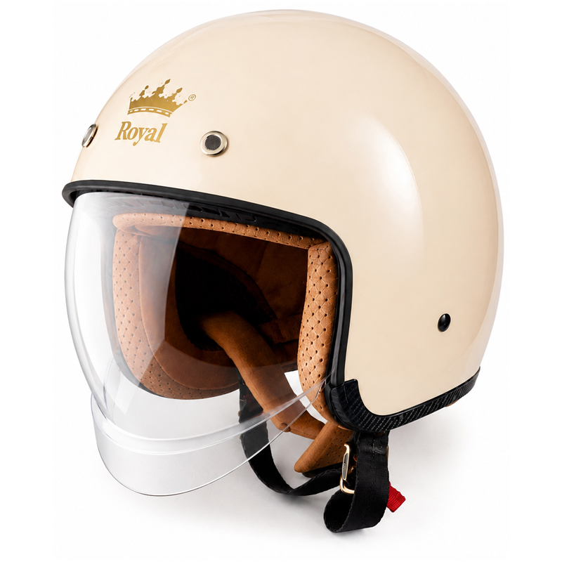 CASCO PARA MOTO – ROYAL M-139 / MILK / BRILLO