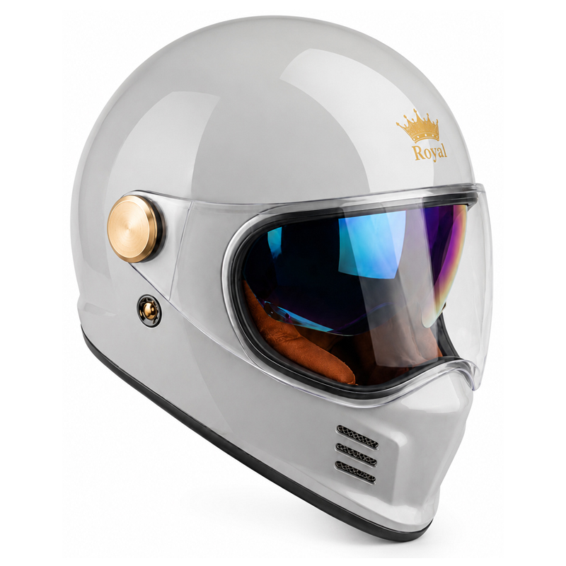 CASCO PARA MOTO – ROYAL M-186 / PLATA / BRILLO